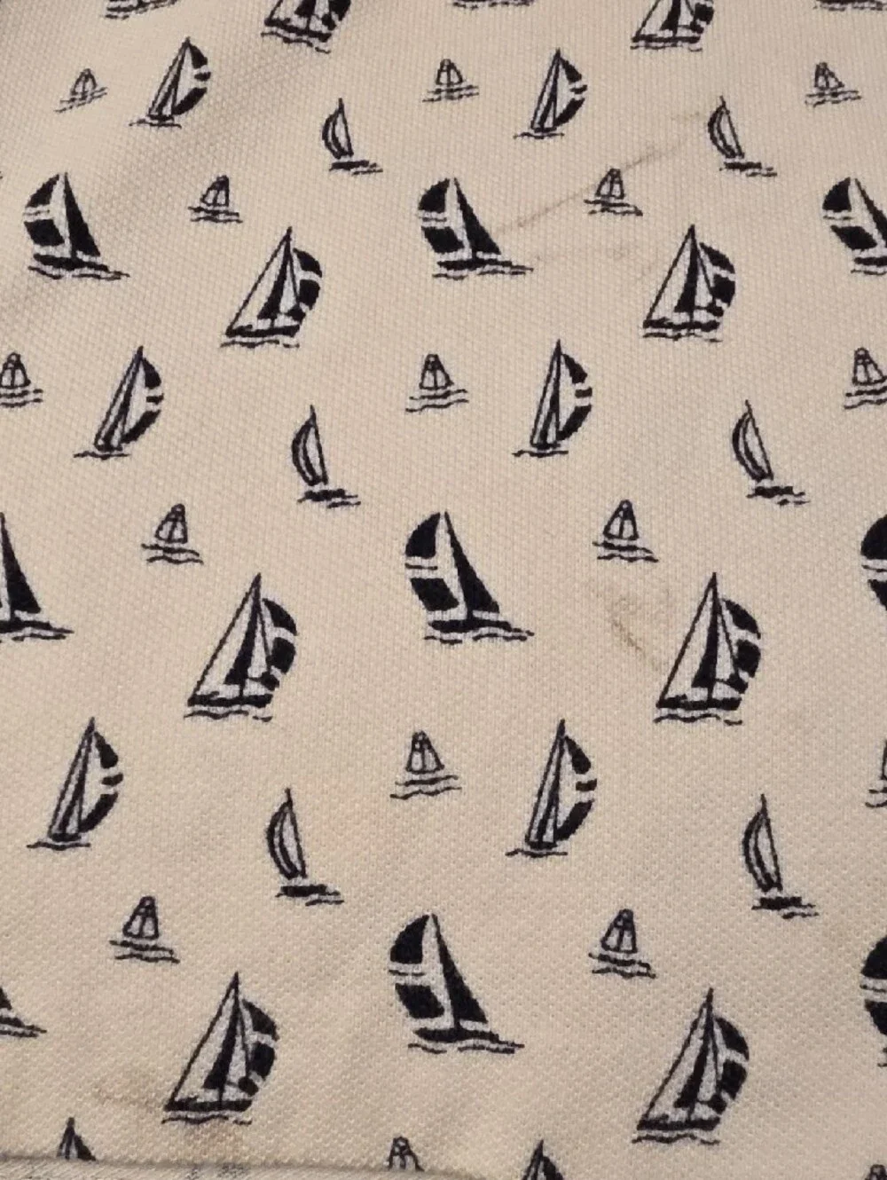 Polo by Ralph Lauren Classic Fit White Polo Shirt Navy Sailboat Print Red Logo